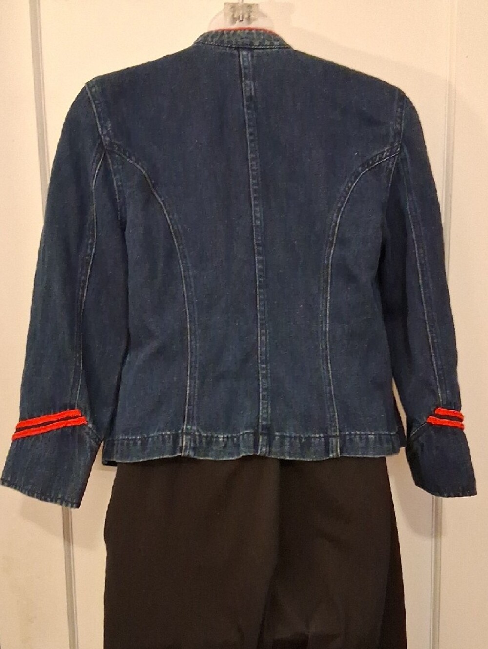 Vintage Ralph Lauren Navy Denim Military-Style Blazer w Red Trim & Gold Buttons - Picture 4 of 4